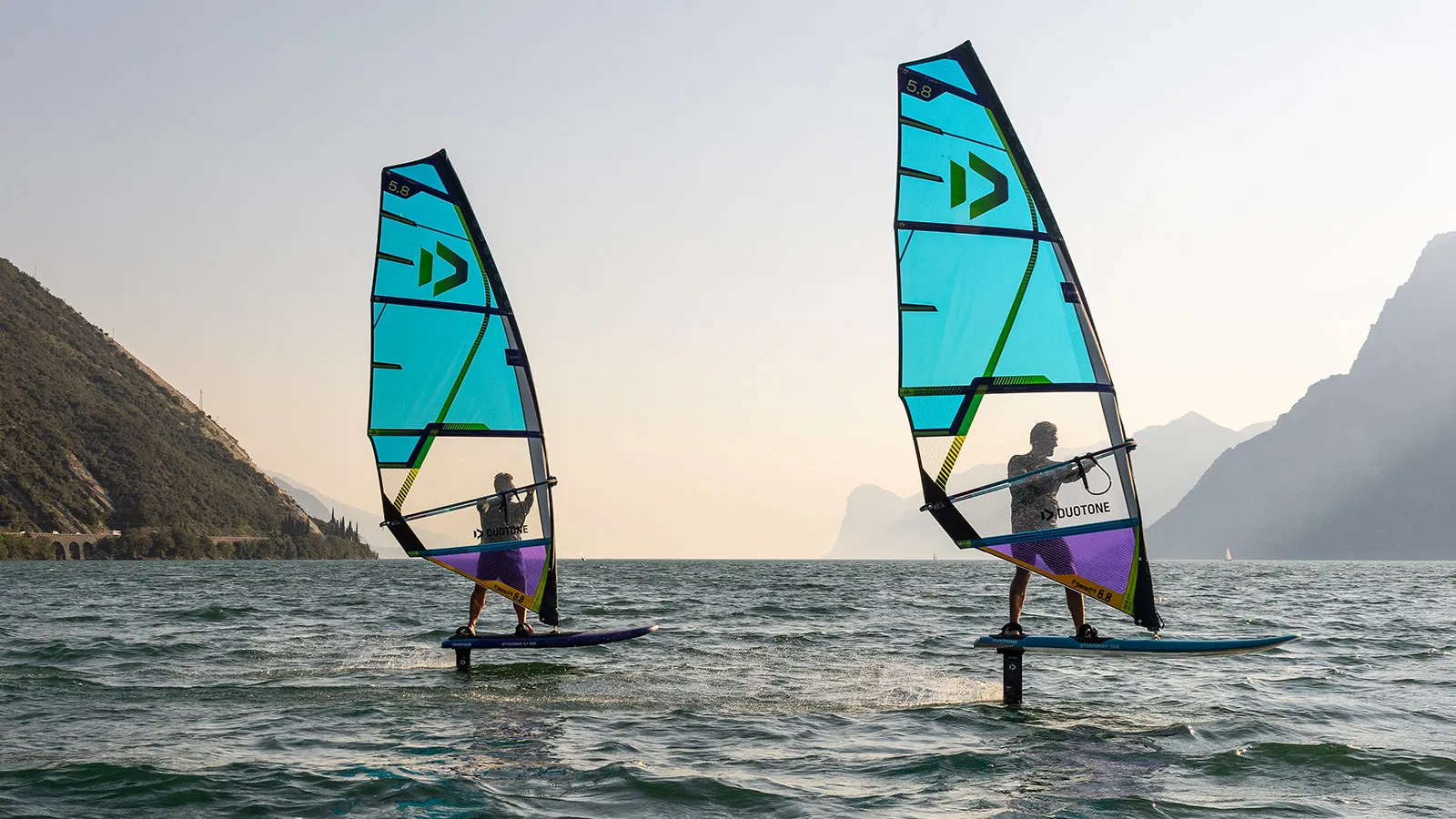 Windsurfers on Lake Garda near Torbole